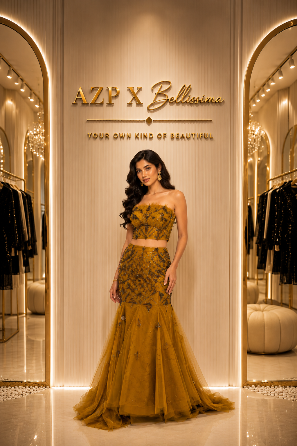     Luxury crop top and skirt couture set Dubai