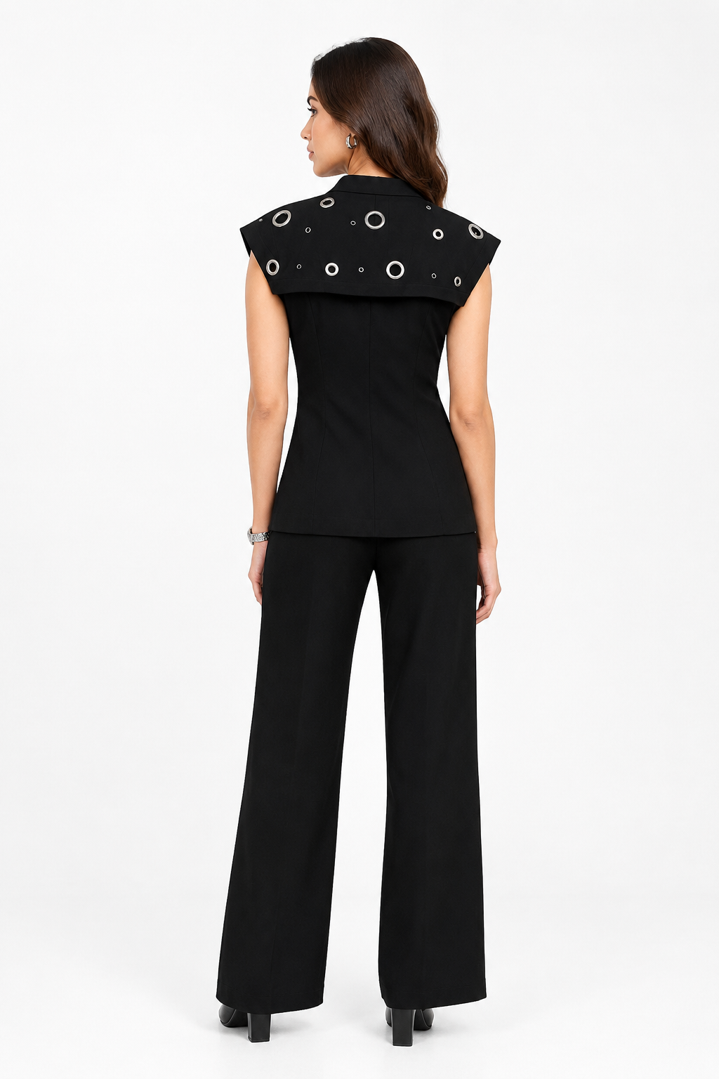 Black Eyelet Detail Tailored Co-Ord Set