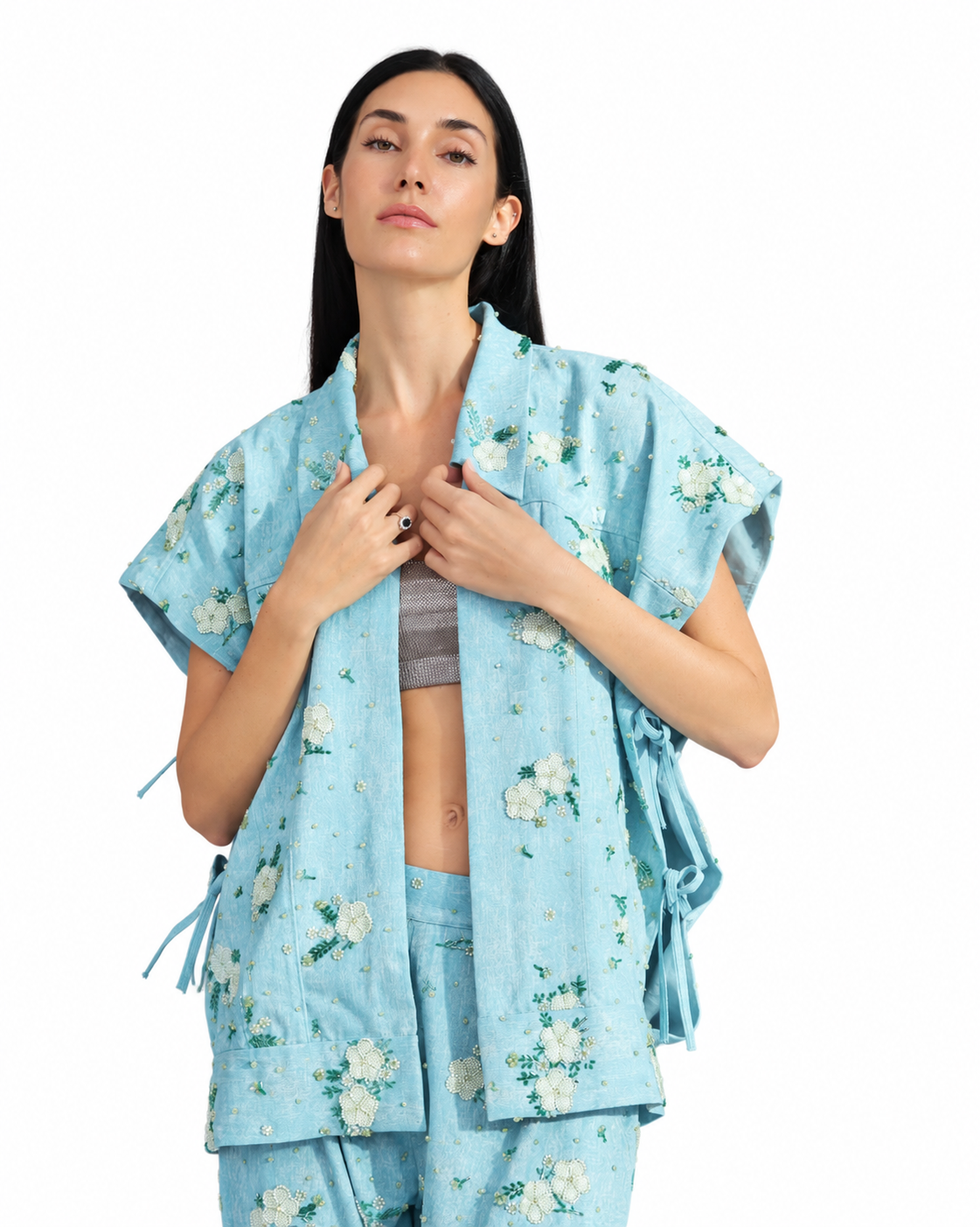 Flower Denim Tie-Up