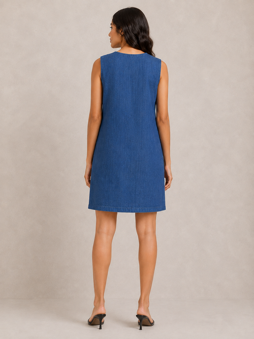 Blue Embellished Mini Dress