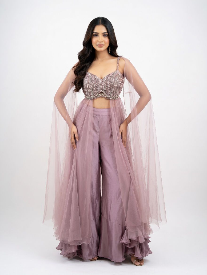 Dusty Rose Heavily Embroidered Co-Ord Set