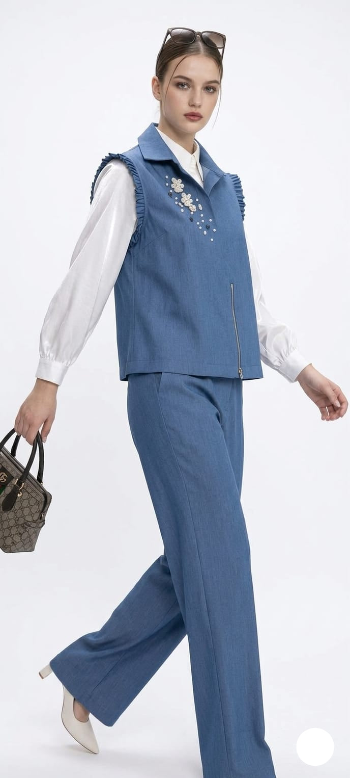     Azure Muse luxury blue custom-made coord set Bellissima