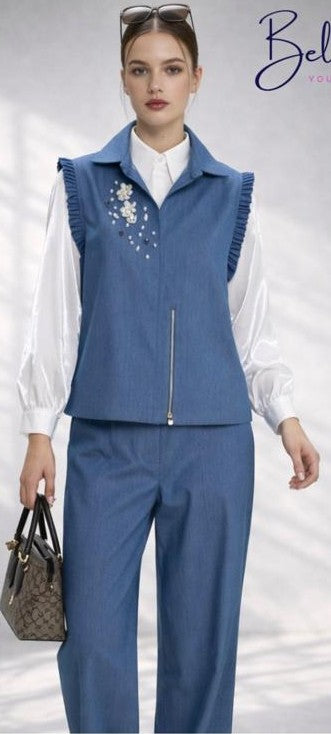     Luxury blue tailored coord set Bellissima Dubai