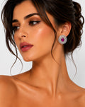 Silver-Plated Ruby and Crystal Earrings