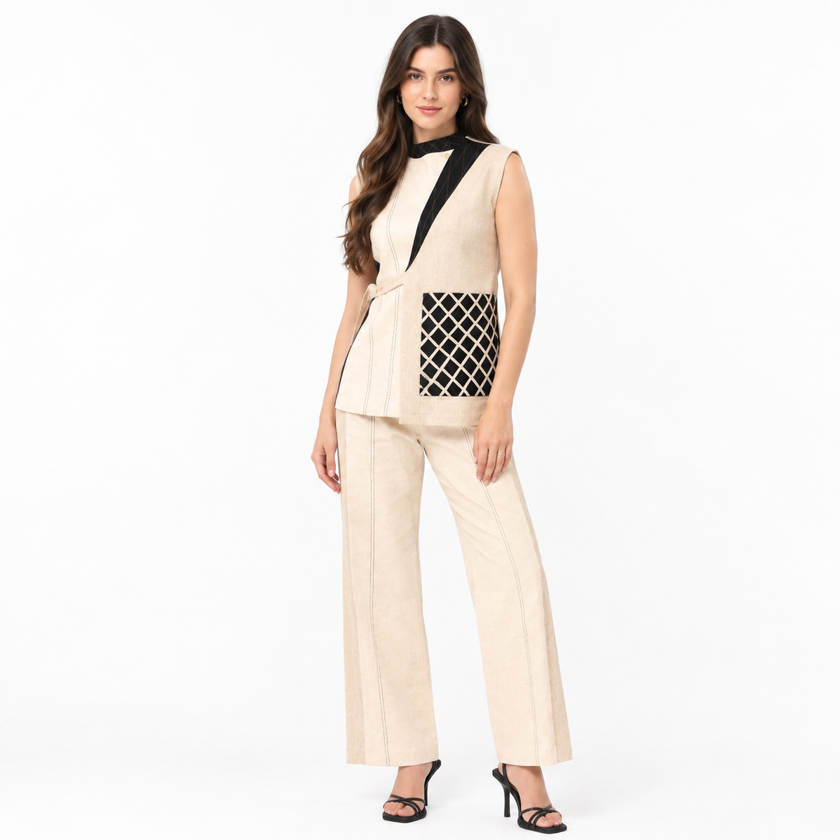 Ivory Contrast Panel Co-Ord Set
