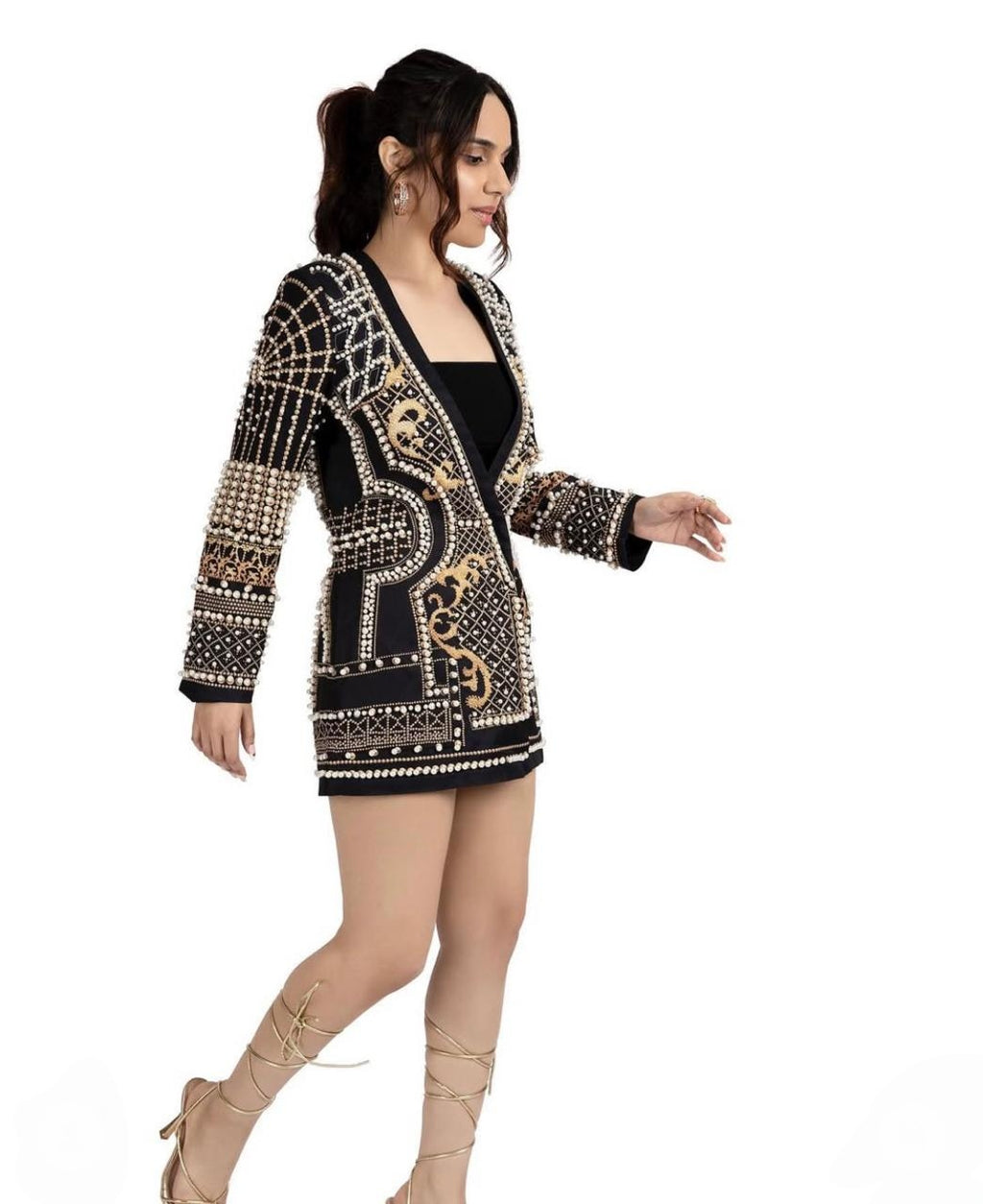 Royal  Pearl-Encrusted Blazer