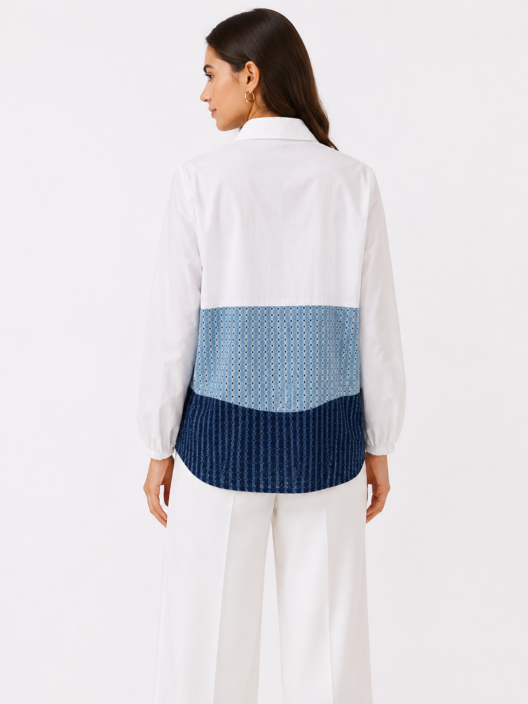 BLUE & WHITE PANELLED SHIRT