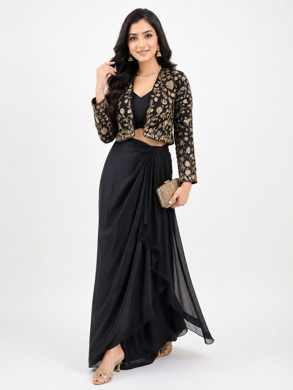 Zara Embroidered Fusion Set