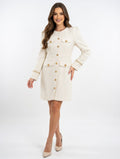 Victoria Gold-Button Tweed  Dress