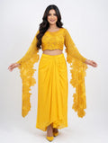 Zinnia Lace Cape-Sleeve Crop & Skirt Set