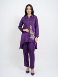 Bella Desi  Royal Violet Embroidered Co-Ord Set