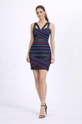 Spectrum Striped Bandage Mini Dress