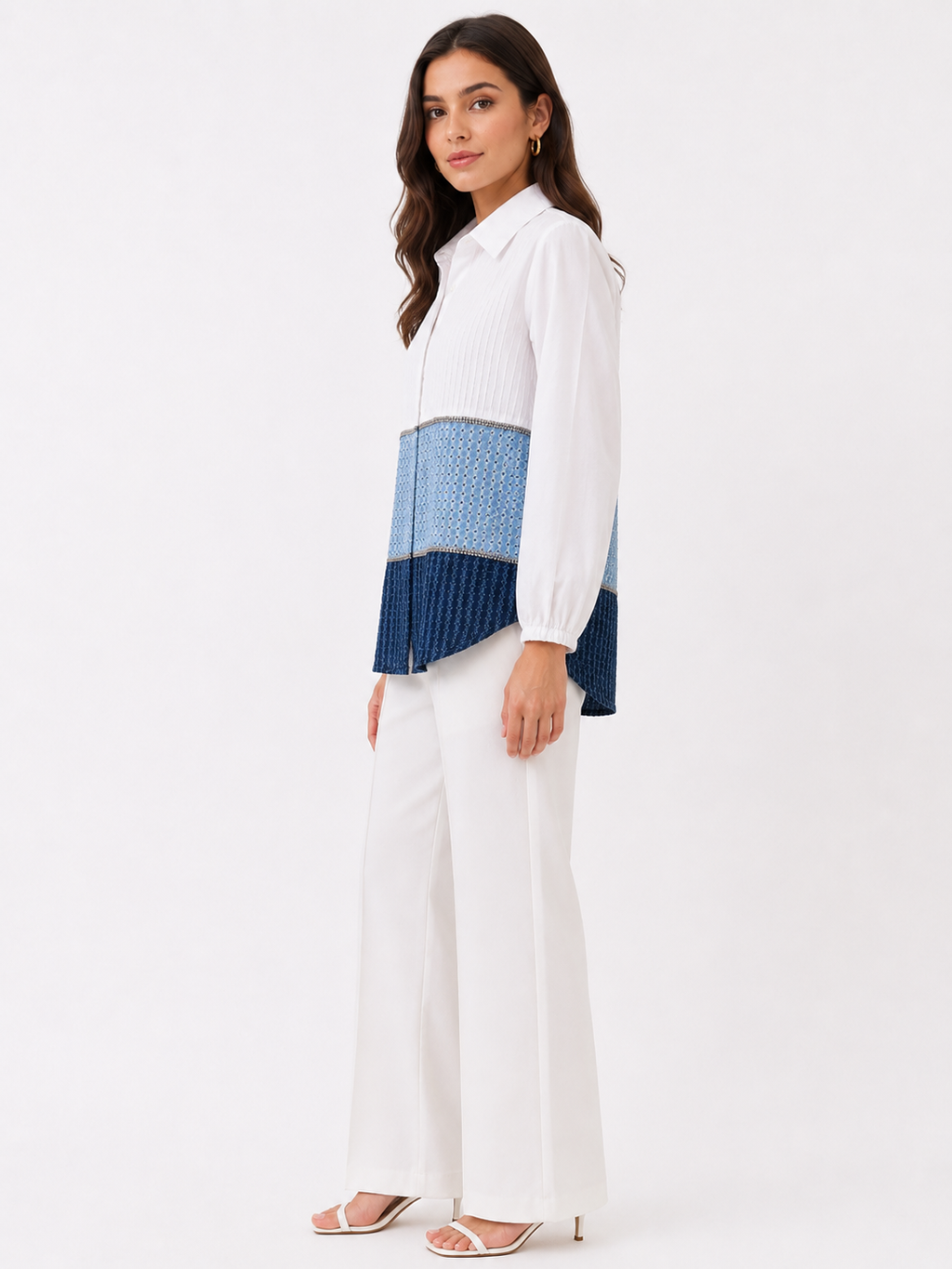 BLUE & WHITE PANELLED SHIRT
