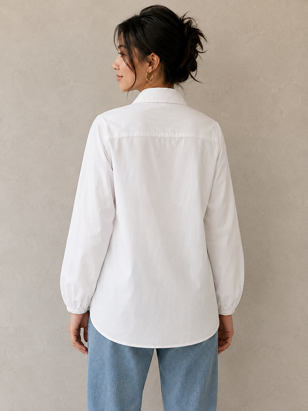 BLUE & WHITE EMBELLISHED PANEL SHIRT