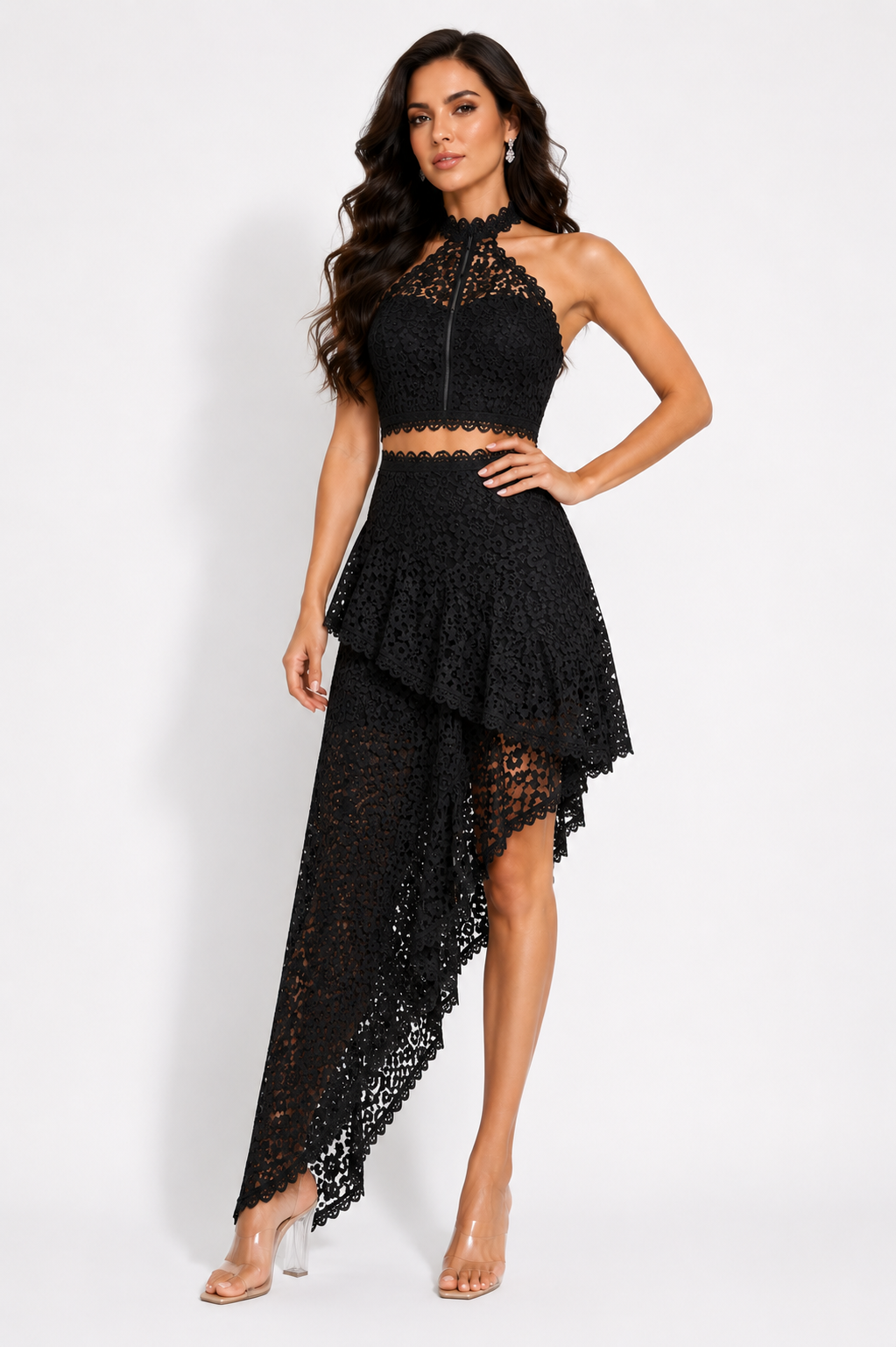Azure Lace Cascade Co-Ord Set