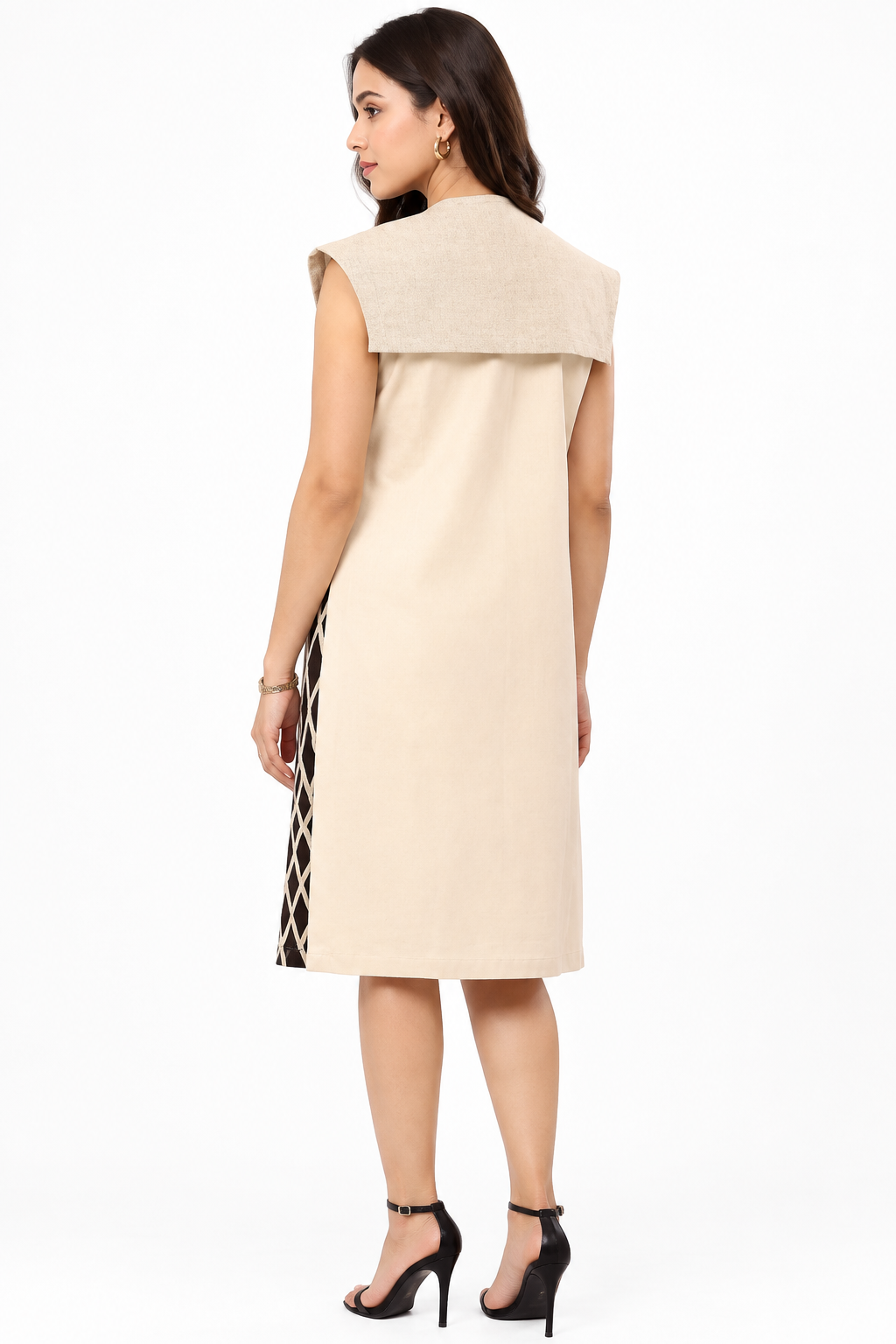 Mocha Diamond Panel Shirt Dress
