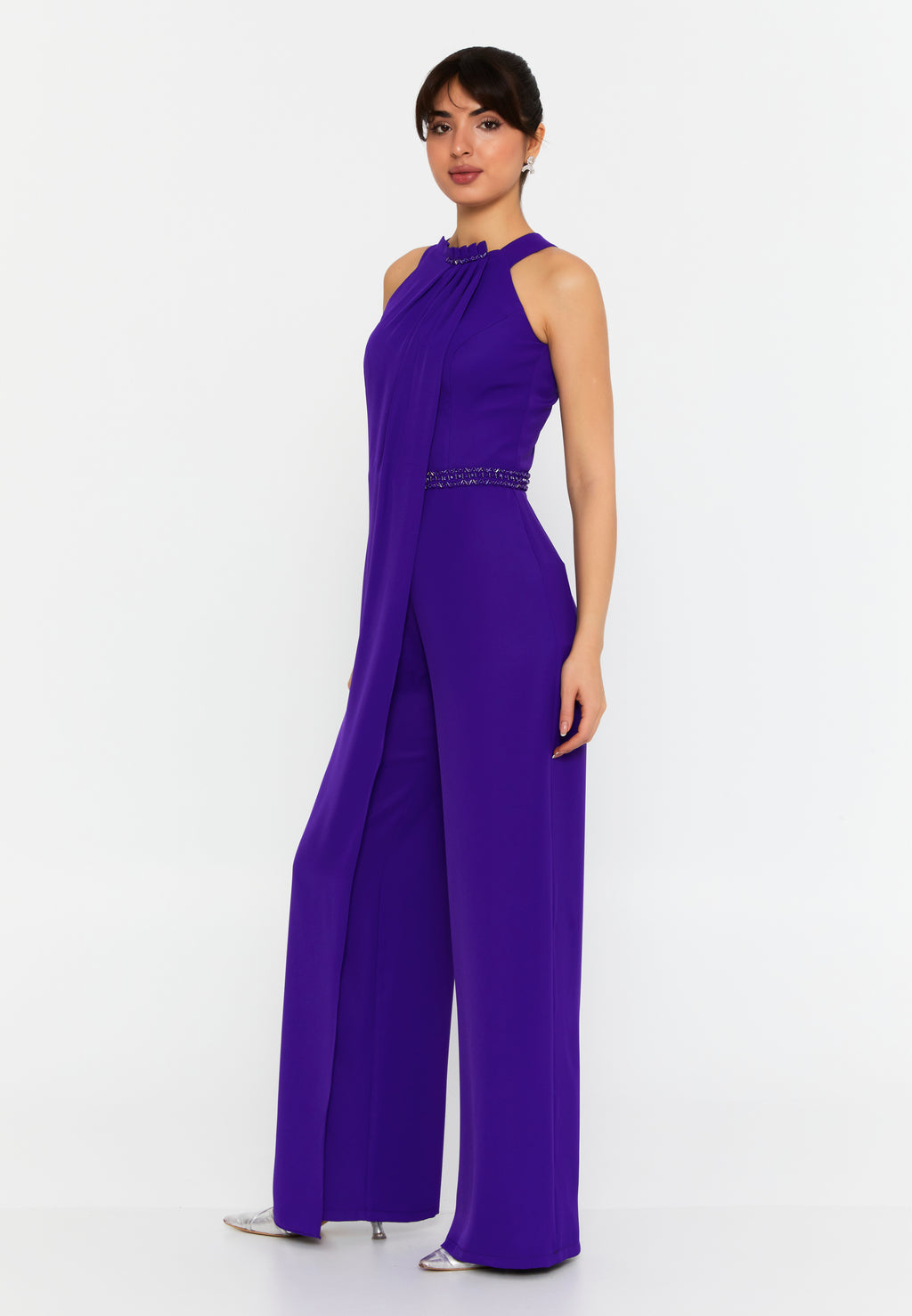 Purple Luxe Draped Jumpsuit