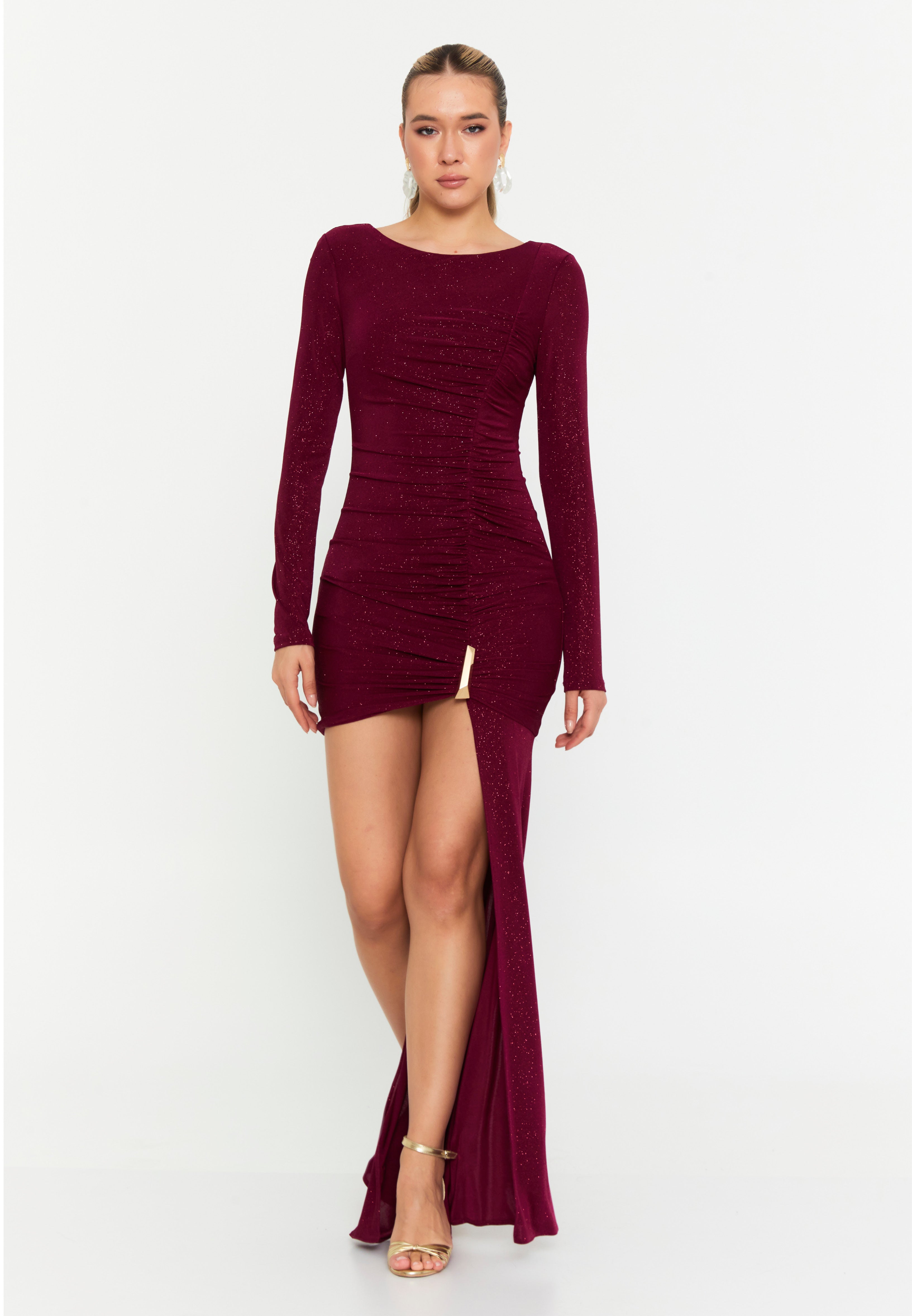 Wine Mirage Glitter Dress
