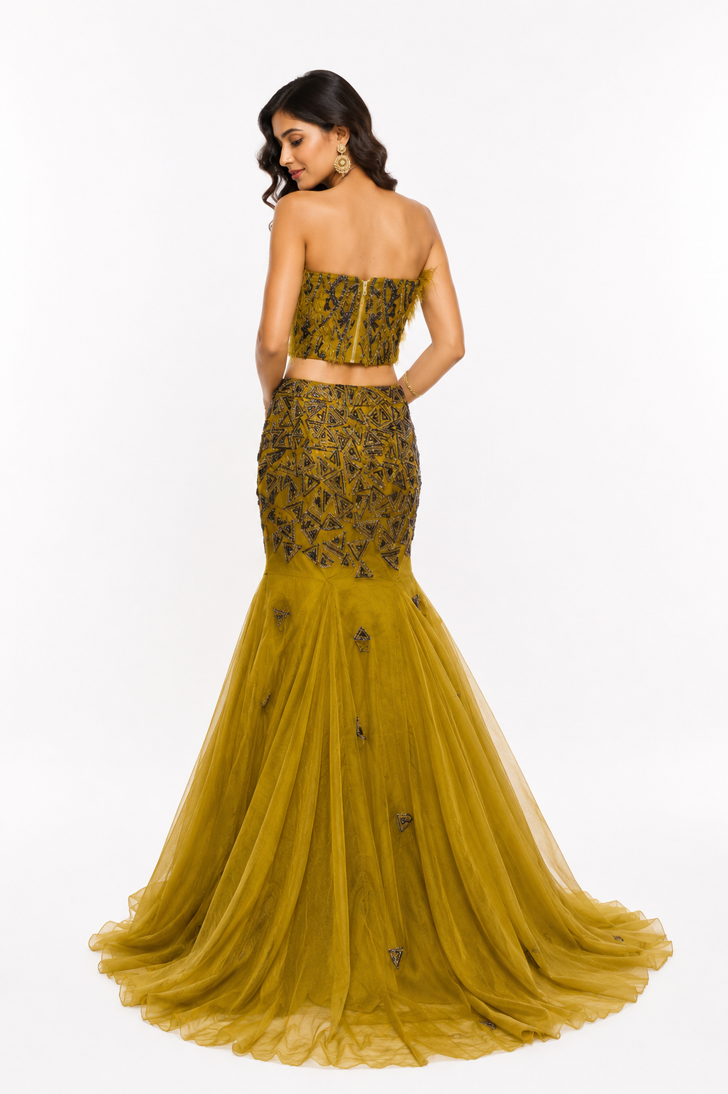     Hand embellished couture lehenga detail close-up