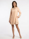Embellished Hem & Cuff Crepe Mini Dress