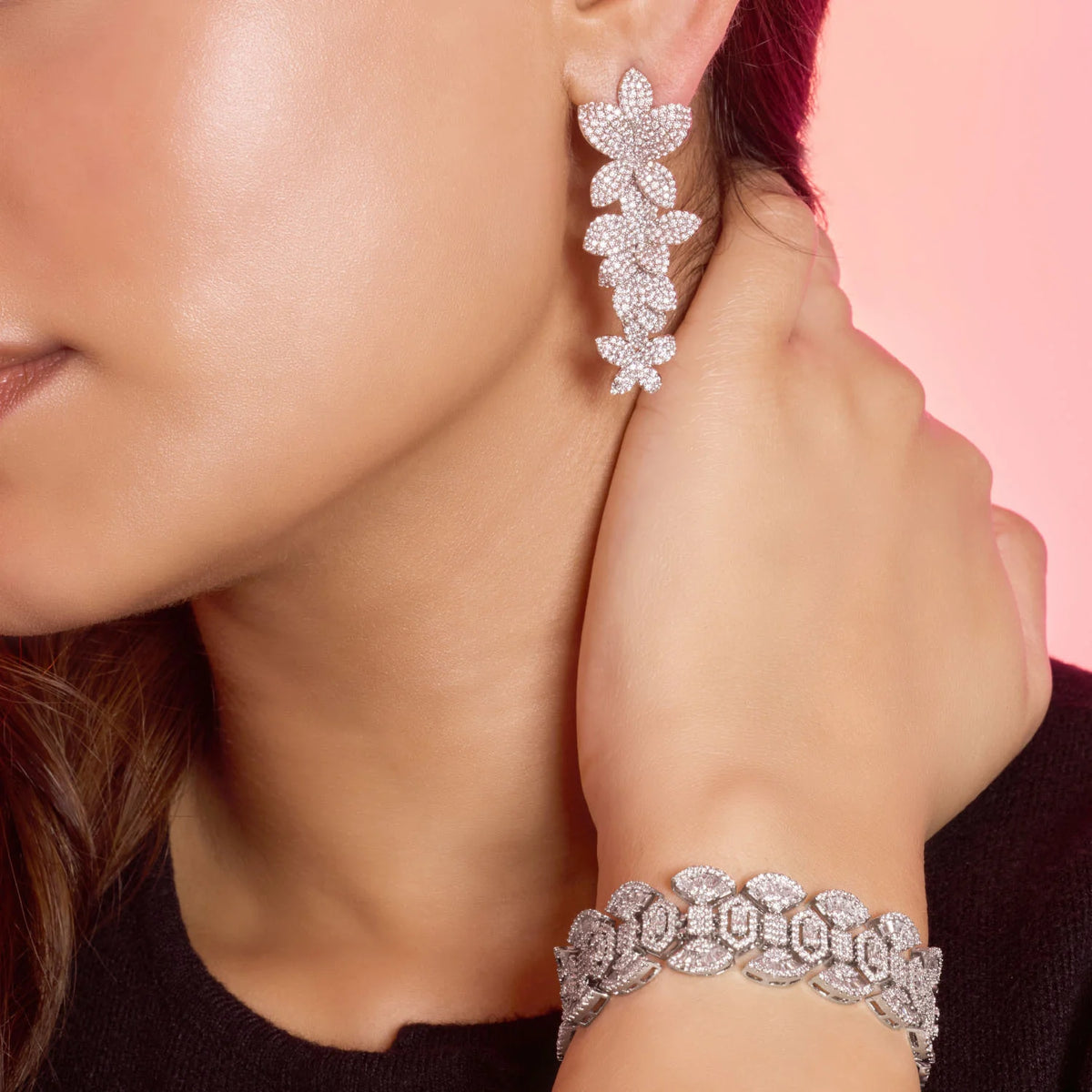 Crystal Blossom Drop Earrings