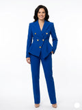 Royal Blue Butterfly Embellished Power Suit
