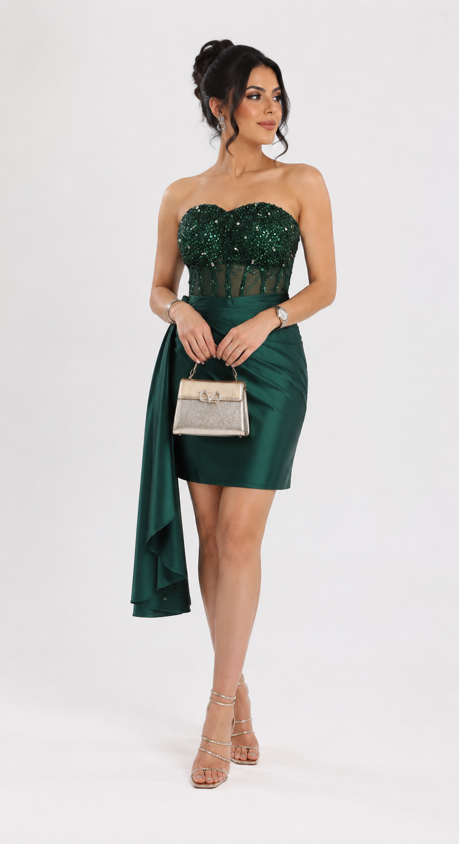 Emerald Corsette Satin Mini Dress