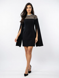 Midnight Elegance Cape Dress