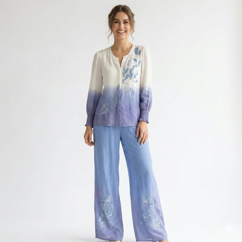 Soft Blue Patterned Suit