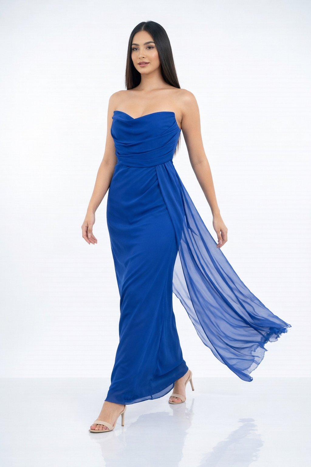 Sapphire Drift Evening Gown