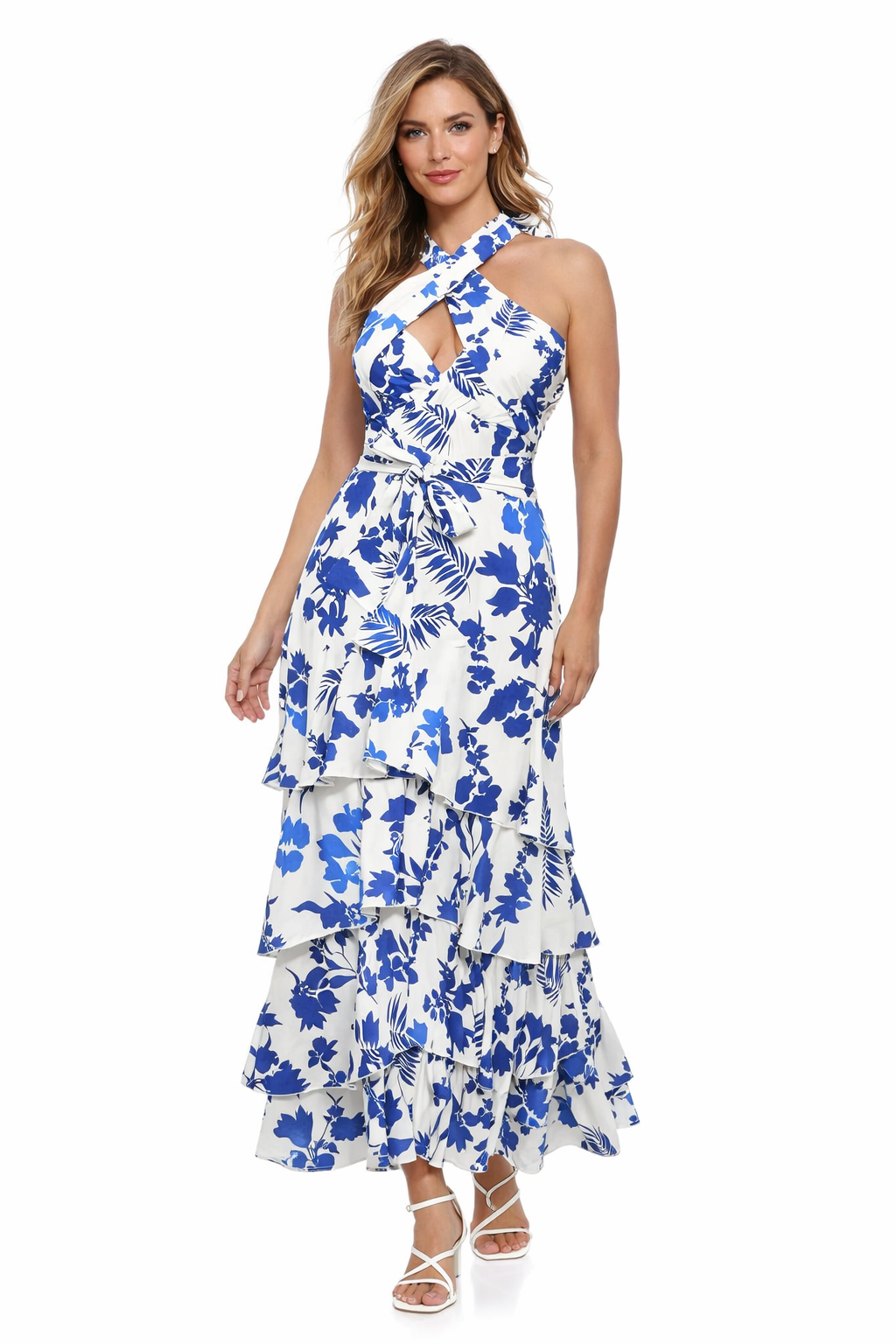 Blue Wave Ruffle Maxi