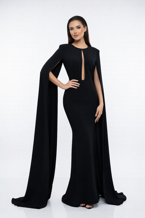Black Monarch Cape Gown