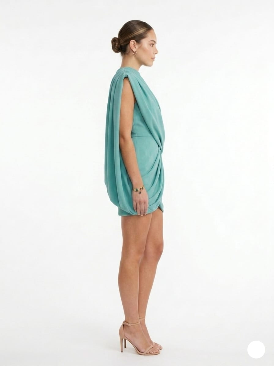 Seafoam Asymmetric Drape