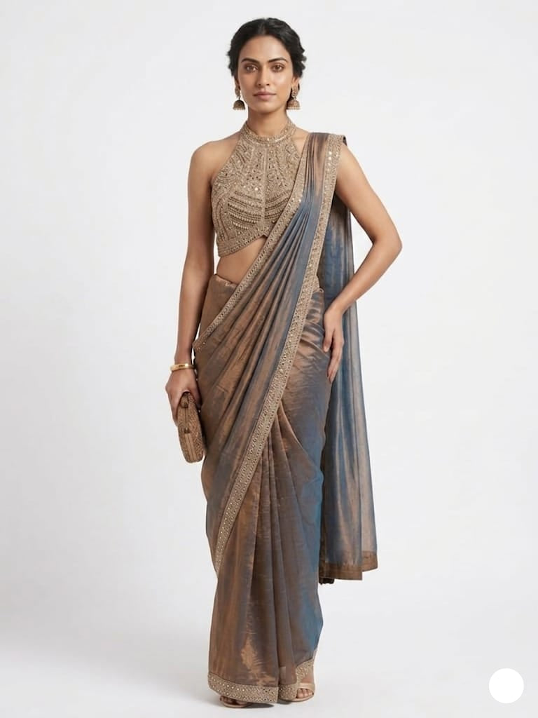 Imperial Amber Embroidered Halter Ensemble
