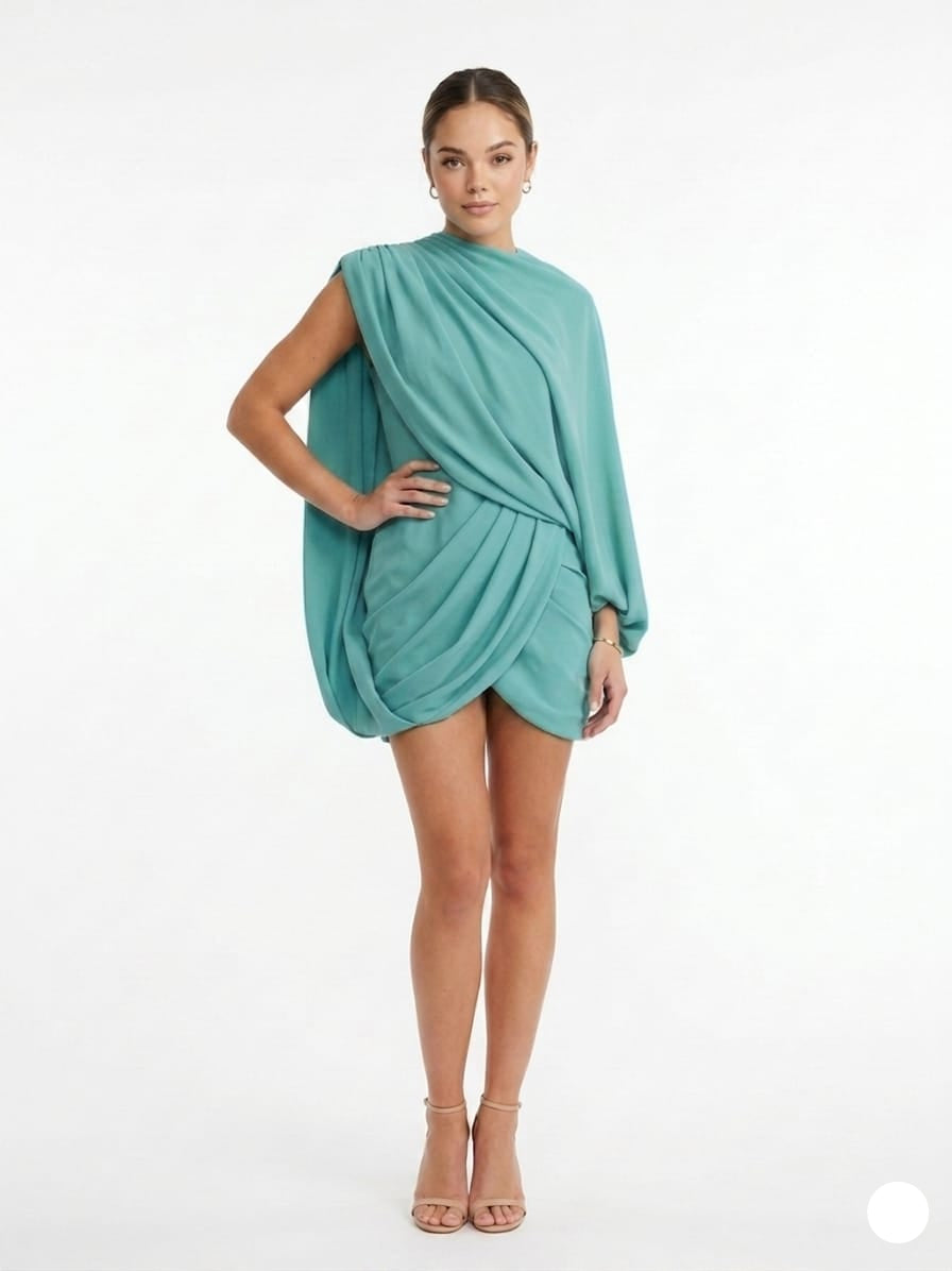 Seafoam Asymmetric Drape