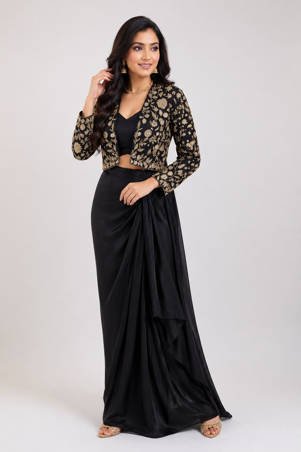 Zara Embroidered Fusion Set
