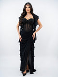 Bellissima Noir Corset Drape Saree Set