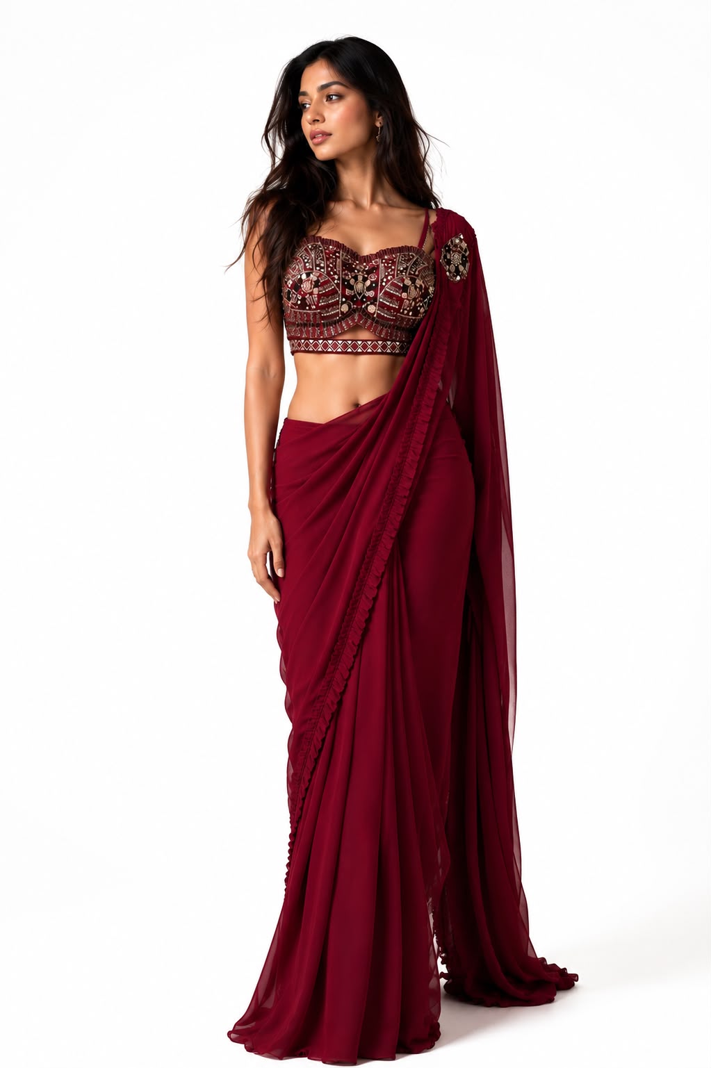 Pre-Draped Saree Set