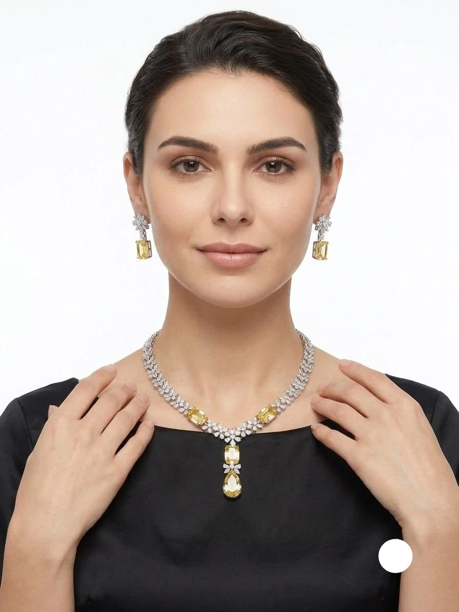 Canary Yellow Crystal Necklace Set