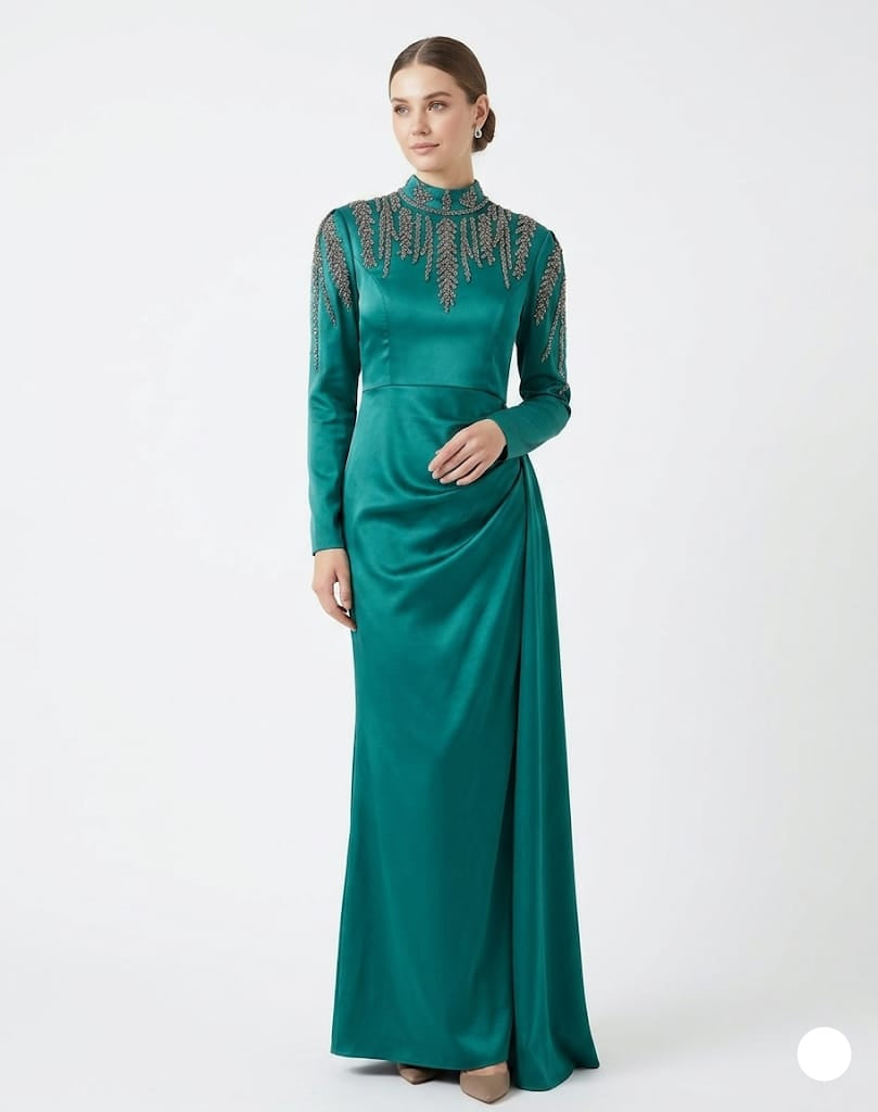 The Jewel-Tone Satin  Gown