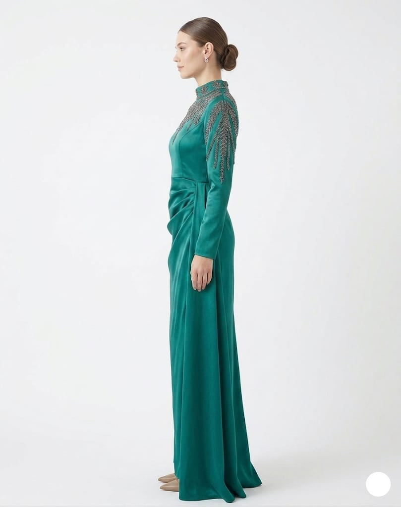 The Jewel-Tone Satin  Gown