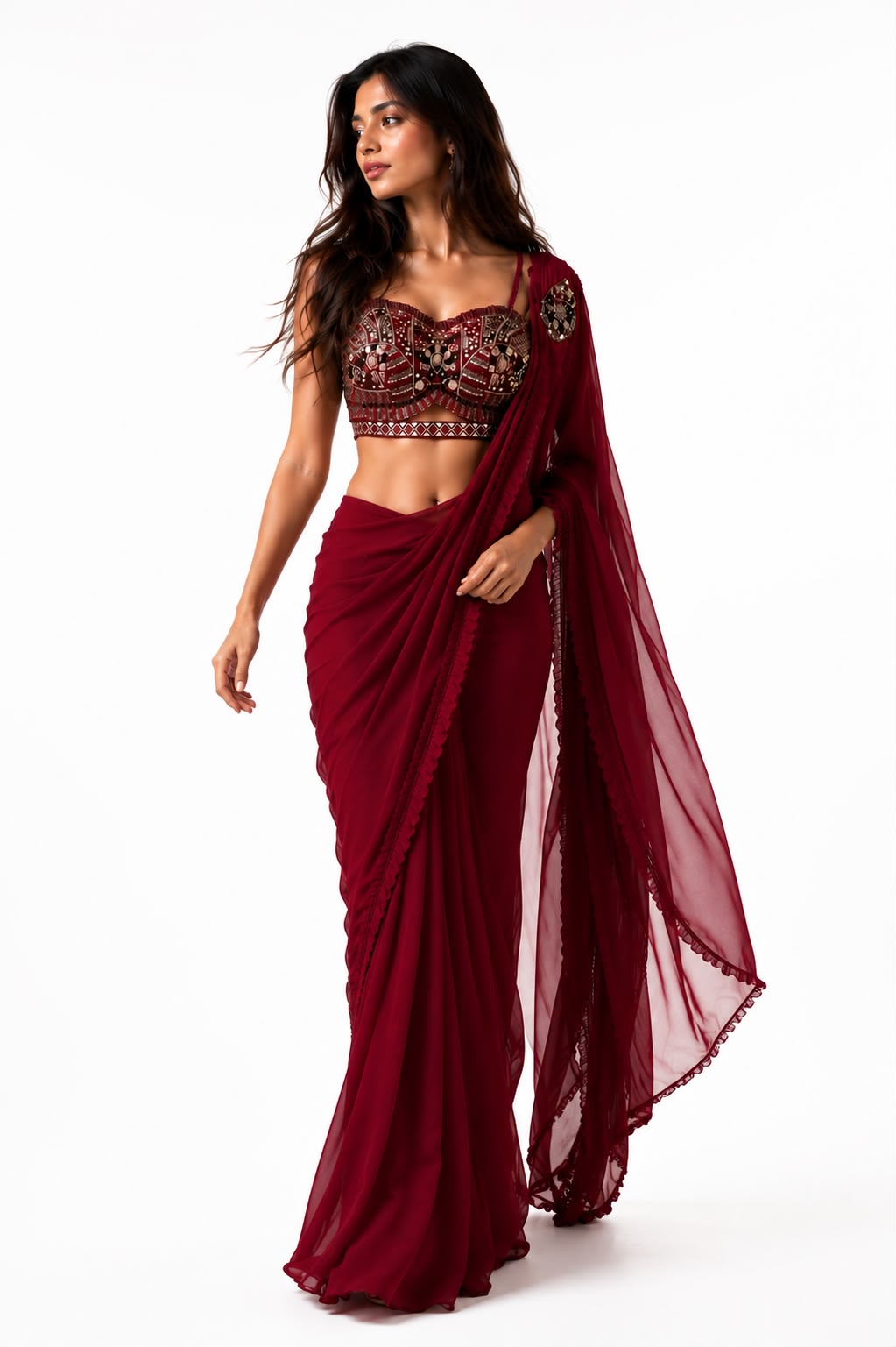 Pre-Draped Saree Set