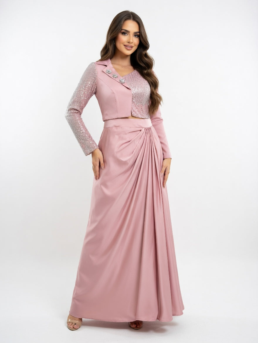 The Blush Shimmer Draped Set