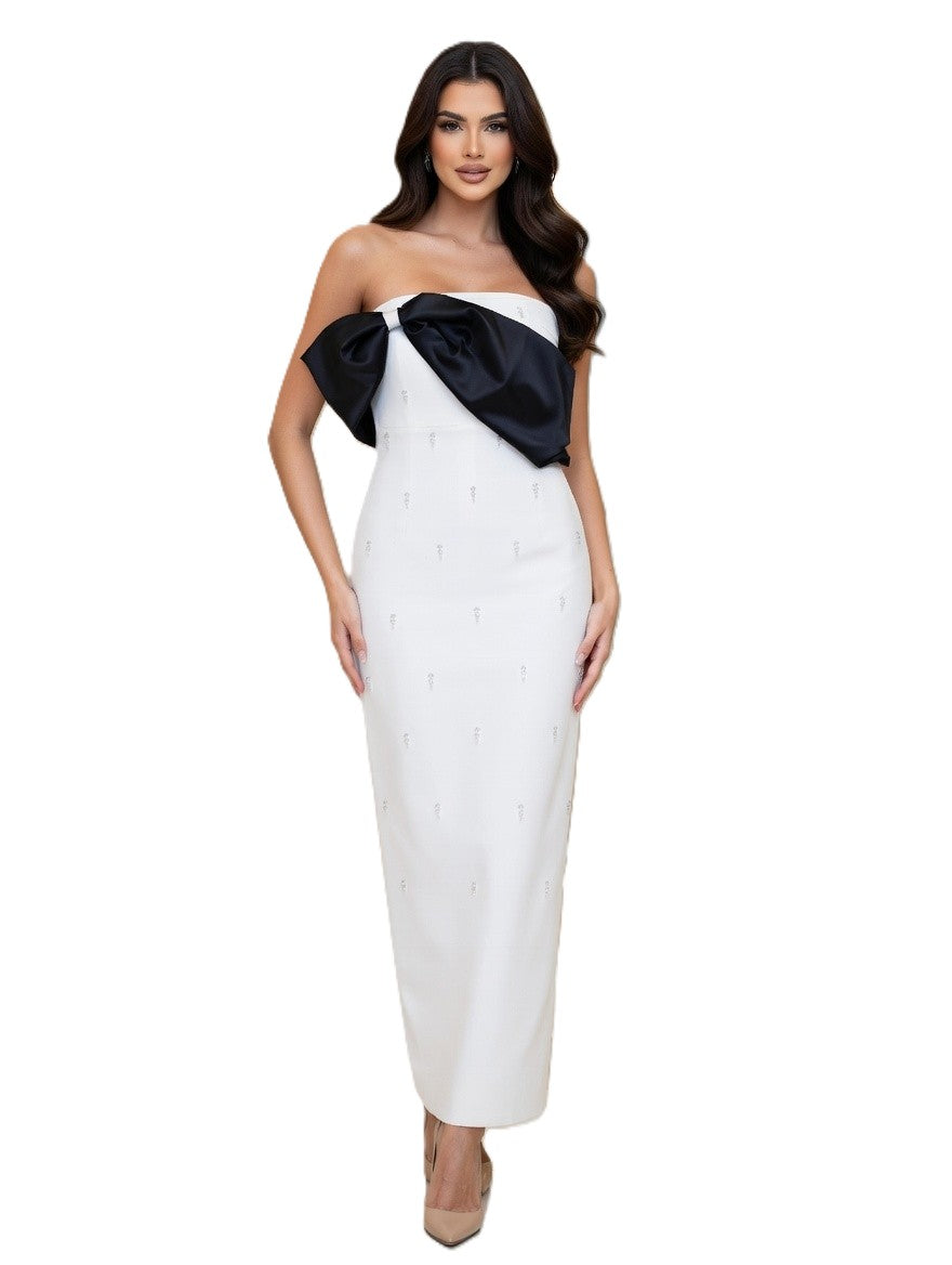 Ivory Noir Bow Dress