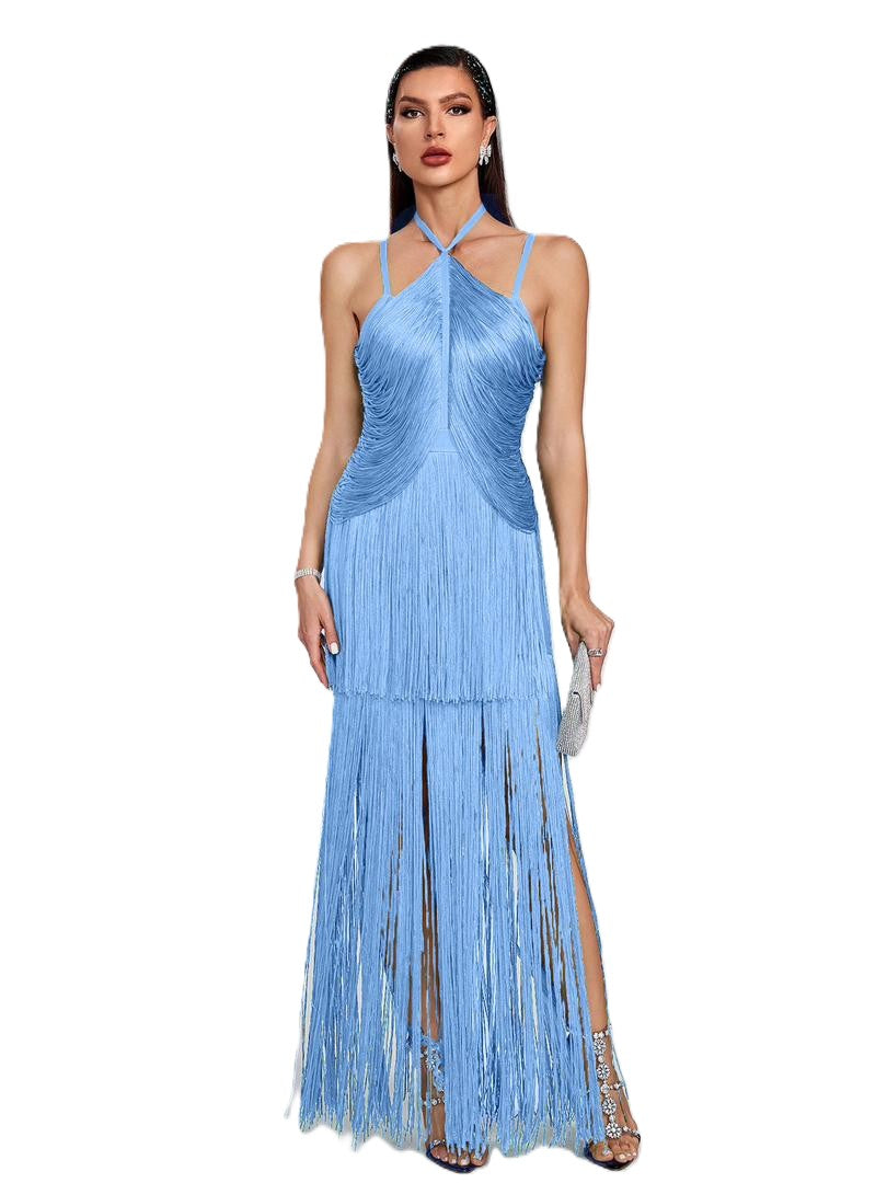 Azure Fringe Elegance Dress
