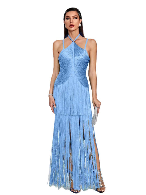 Azure Fringe Elegance Dress