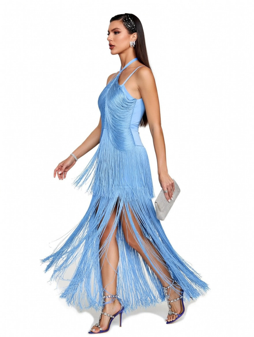 Azure Fringe Elegance Dress
