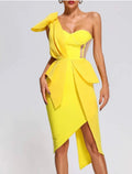 Gilded Ruffle One -shoulder Dress
