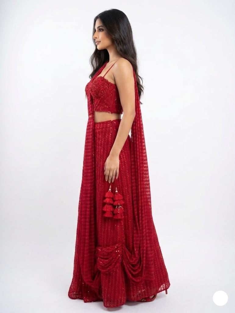 Ruby Bustier Saree Set