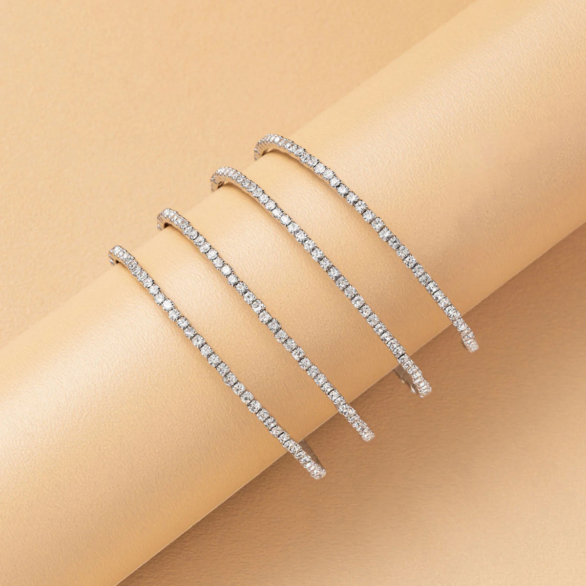 Silver Crystal Bangles